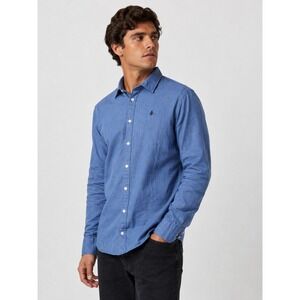 Scotch & Soda Blue Long Sleeve 100% Cotton Button Up Shirt Elbow Patches M